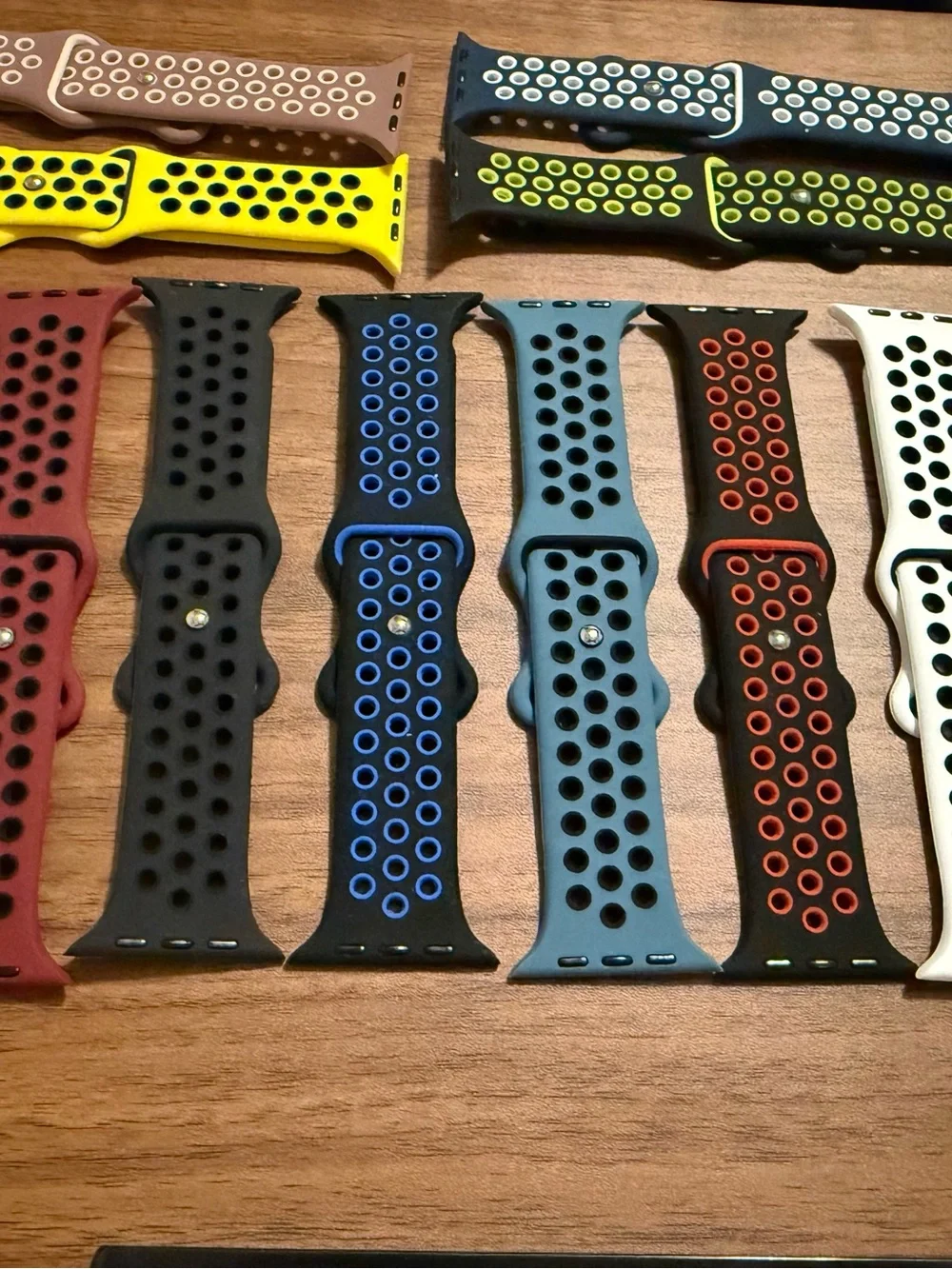 Apple Watch Silicone Sports Replacement Watch Band - Black with Blue Accents
